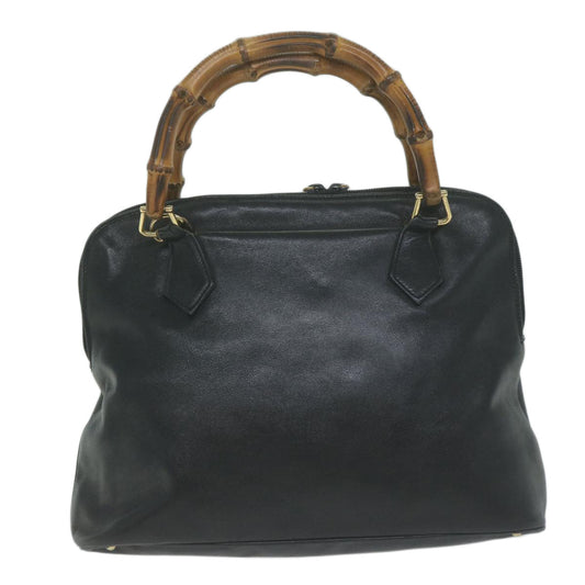GUCCI Bamboo Hand Bag Leather 2way Black 000 1448 ep3166