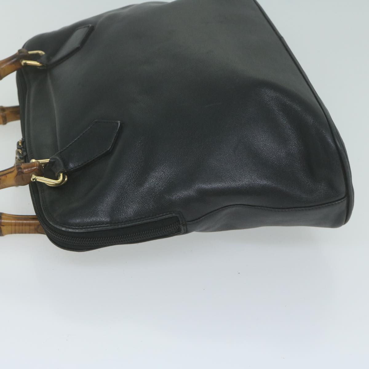 GUCCI Bamboo Hand Bag Leather 2way Black 000 1448 ep3166
