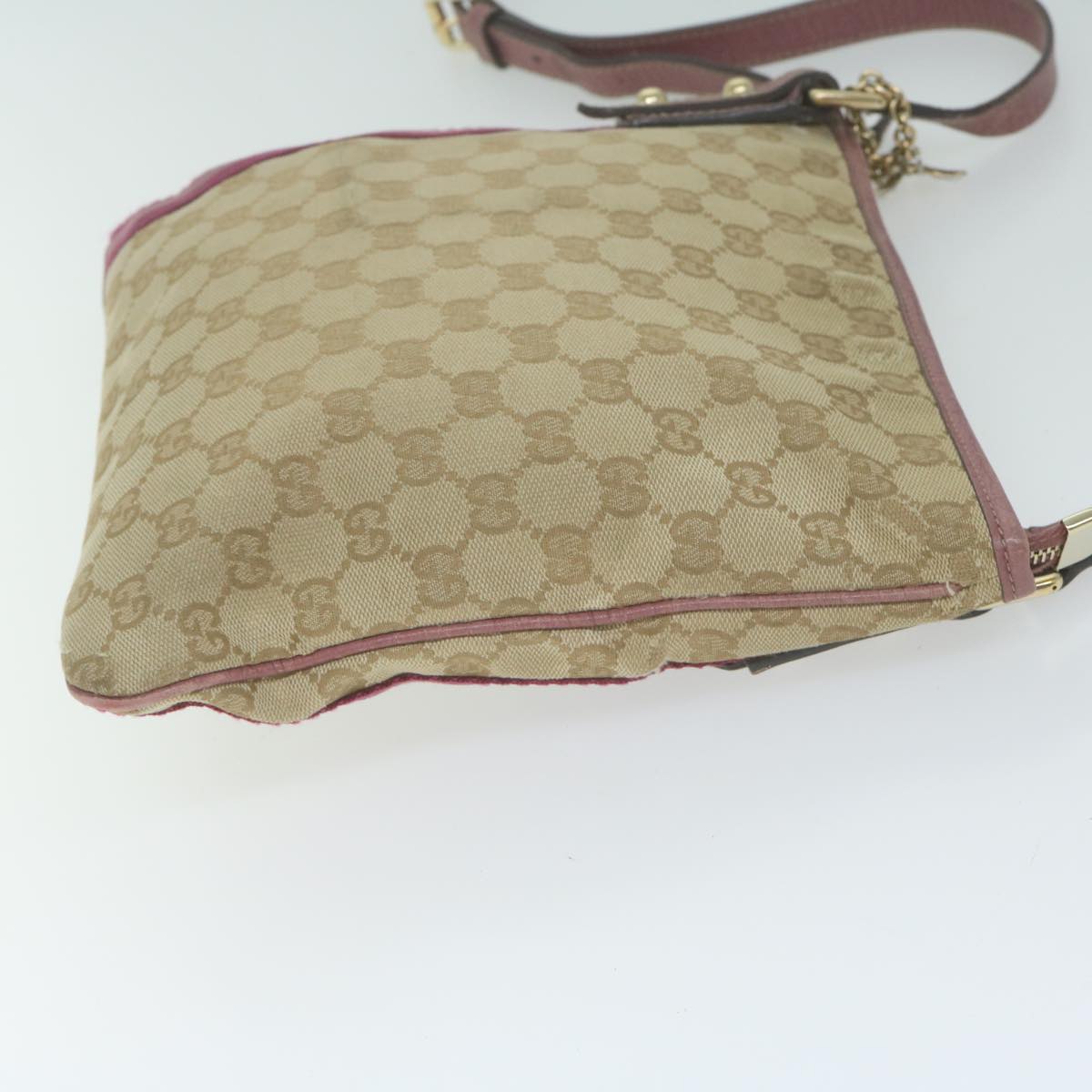 GUCCI GG Canvas Sherry Line Shoulder Bag Beige Pink Purple 144388 ep3192
