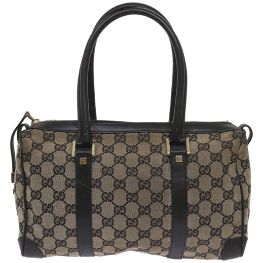 GUCCI GG Canvas Hand Bag Black Beige ep3459