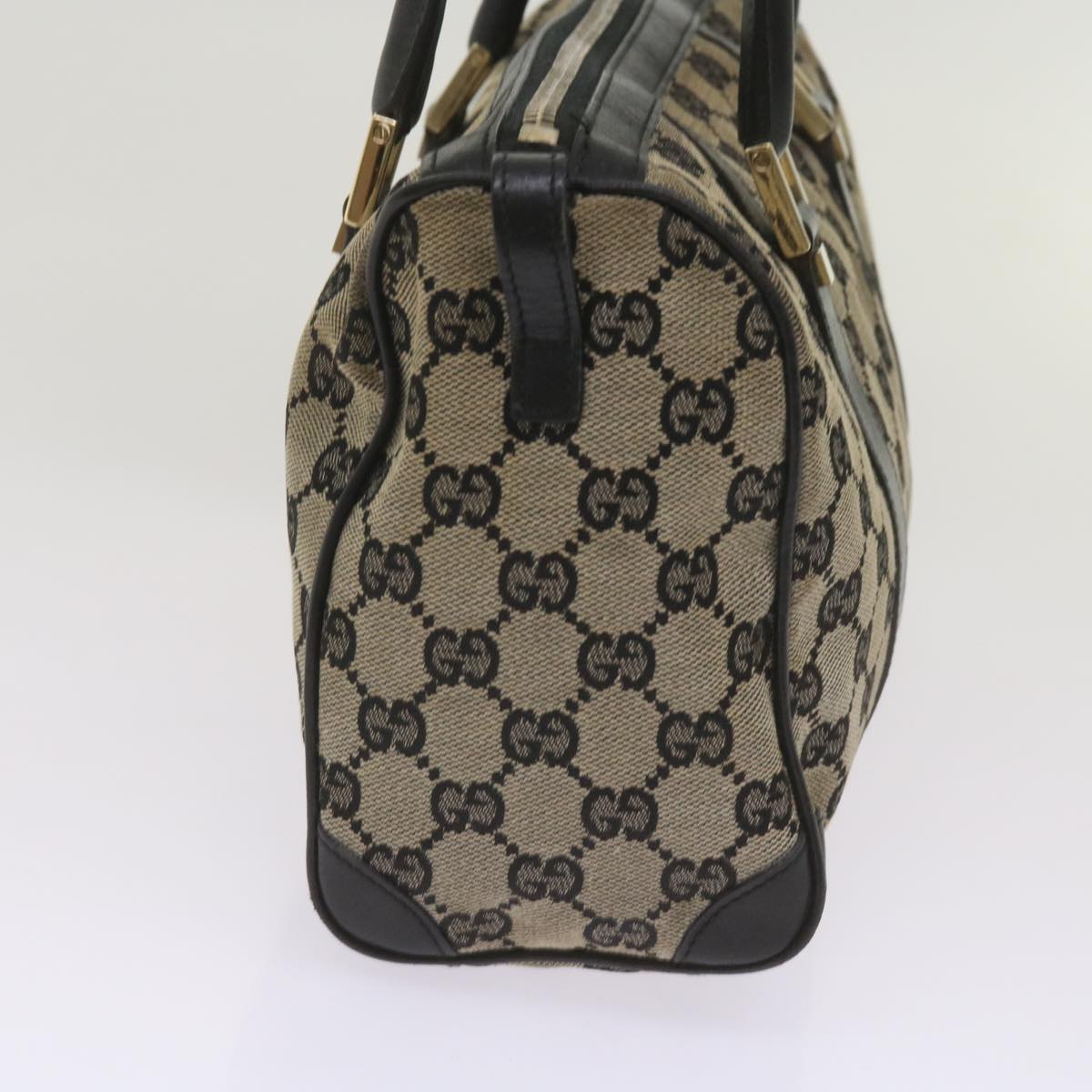 GUCCI GG Canvas Hand Bag Black Beige ep3459