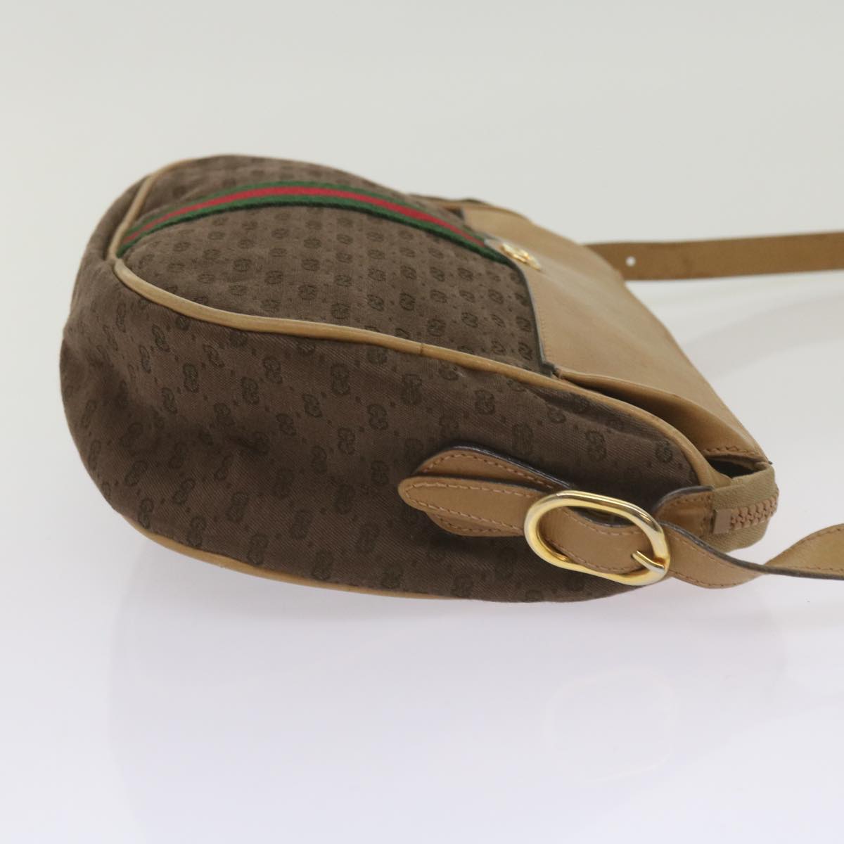 GUCCI Micro GG Canvas Web Sherry Line Shoulder Bag Brown 67 01 4001 ep3482