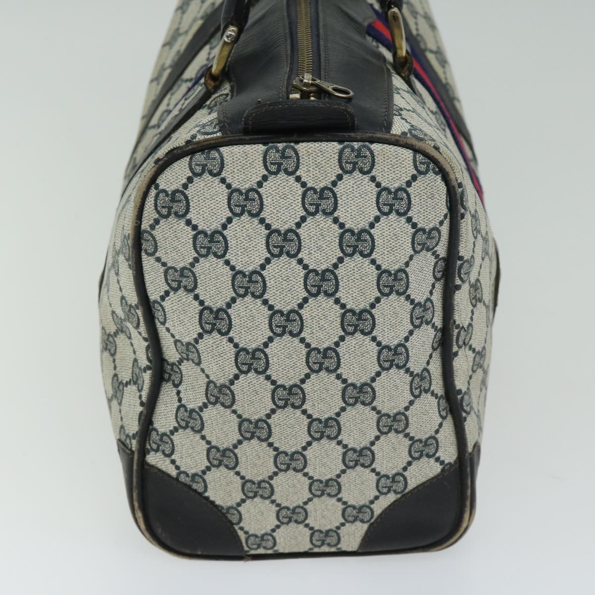 GUCCI GG Supreme Sherry Line Boston Bag PVC Navy Red ep3534