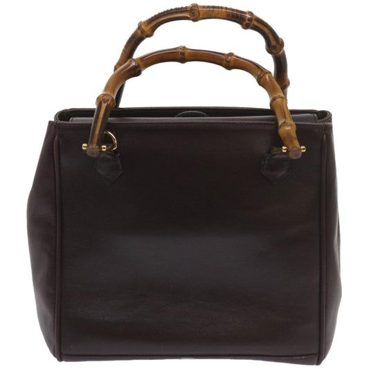 GUCCI Bamboo Hand Bag Leather 2way Black 000 2122 ep3545