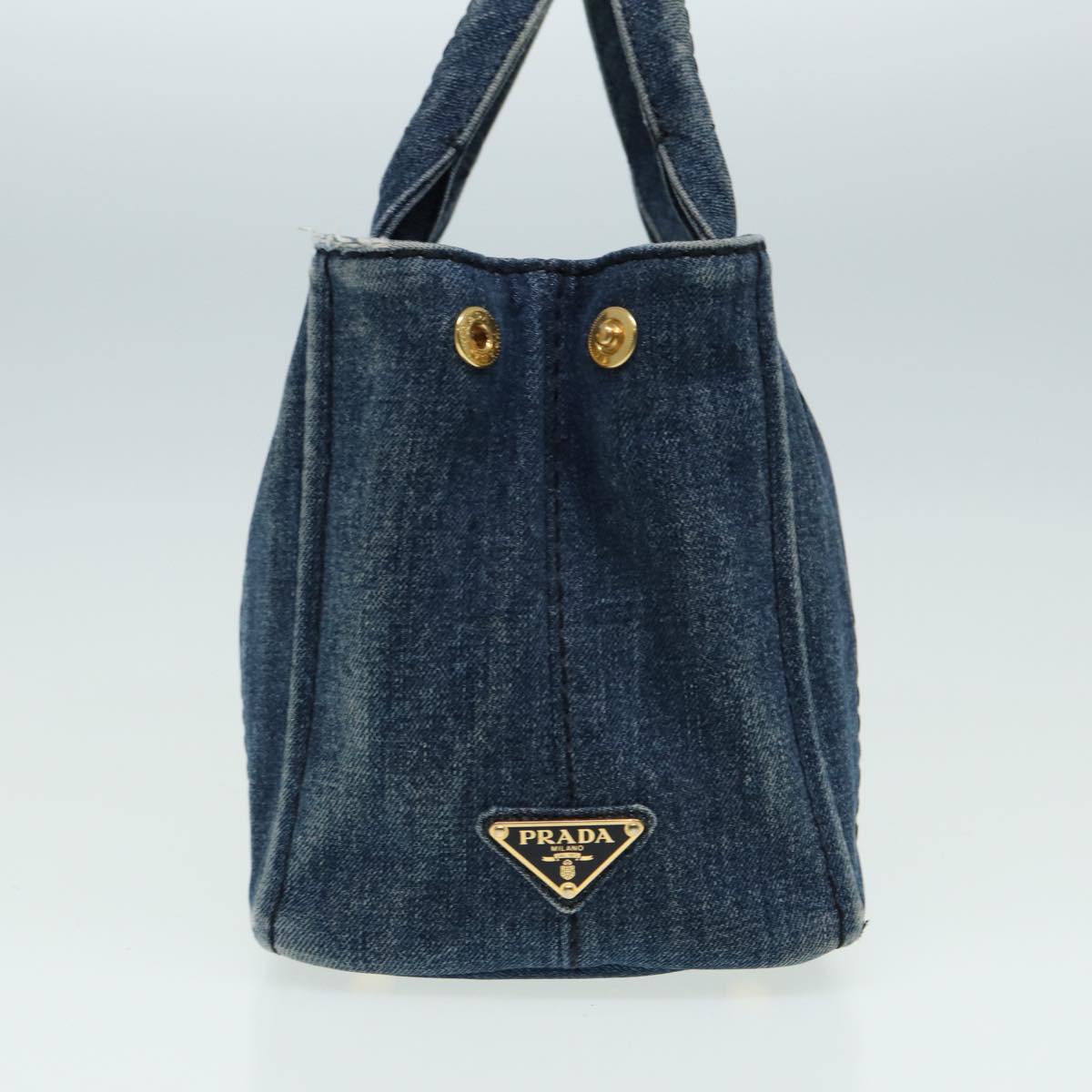 Luxury Prada Canapa PM Hand Bag Denim 2way Blue ep4895