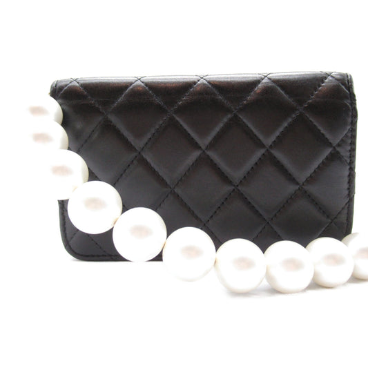 CHANEL Pearl Wallet Shoulder Bag S Black Rams