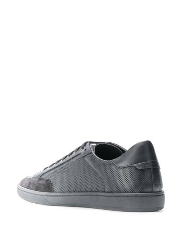 Luxury Saint Laurent Court Classic Perforated Leather Low Top Sneakers Black