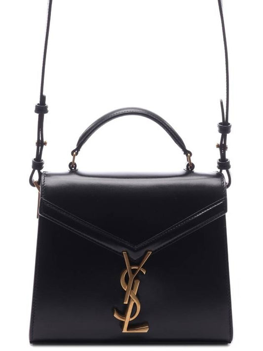 Luxury Saint Laurent Box Cassandre Mini Top Leather Tote Bag Black