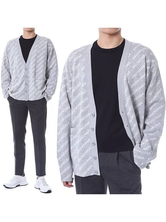 Luxury Balenciaga All-Over Logo Cardigan Grey