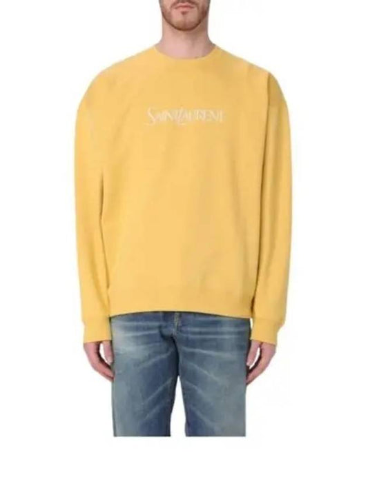 Luxury Saint Laurent Embroidered Logo Organic Cotton Sweatshirt Yellow
