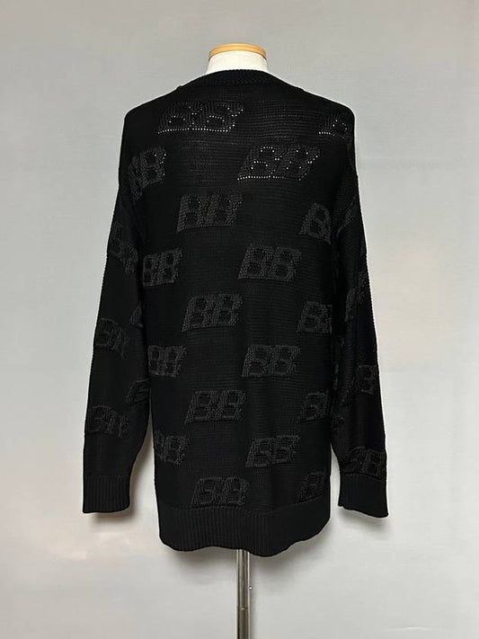 Luxury Balenciaga BB embroidered logo knit