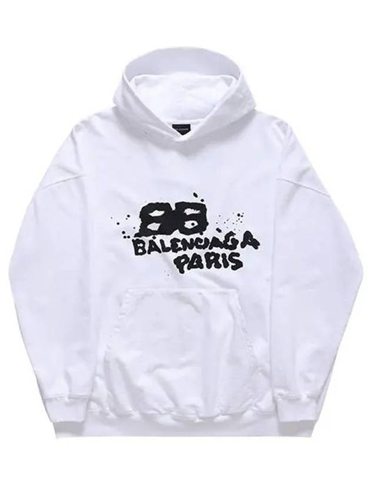 Luxury Balenciaga BB Icon Logo Large Fit Hoodie White