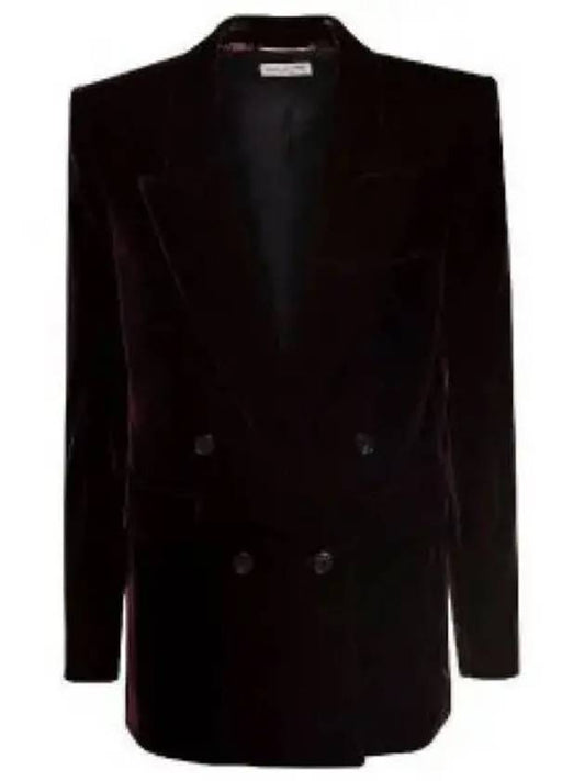 Luxury Saint Laurent Double Breasted Velvet Jacket Red