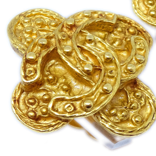 Luxury Chanel Cross Earrings Clip-On Gold 94A