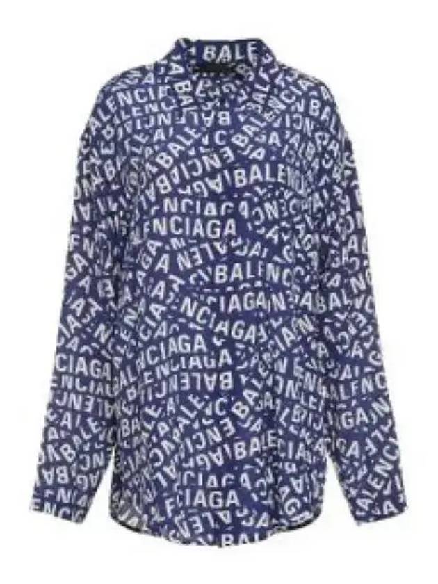 Luxury Balenciaga All Over Logo Shirt Blue