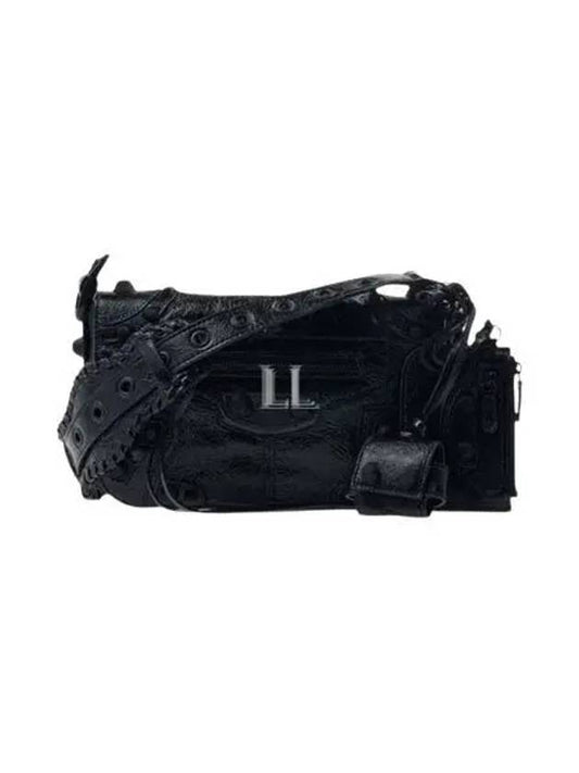 Luxury Balenciaga Le Cagole XS Lambskin Flap Cross Bag Black