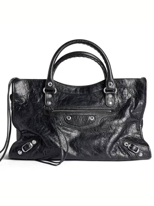 Luxury Balenciaga Le City Medium Leather Tote Bag Black