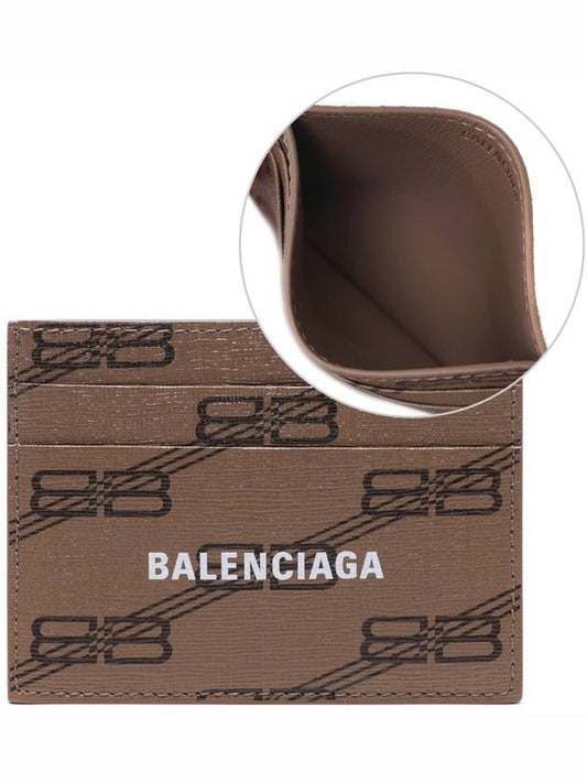 Luxury Balenciaga BB Monogram Card Wallet Brown
