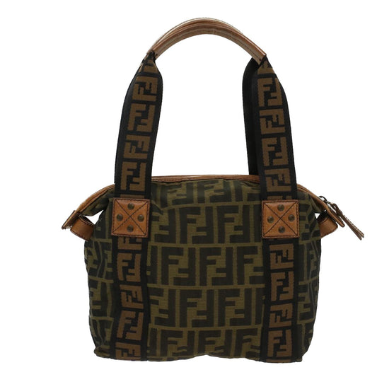 Luxury FendiZucca Canvas Hand Bag Black Brownfm2664
