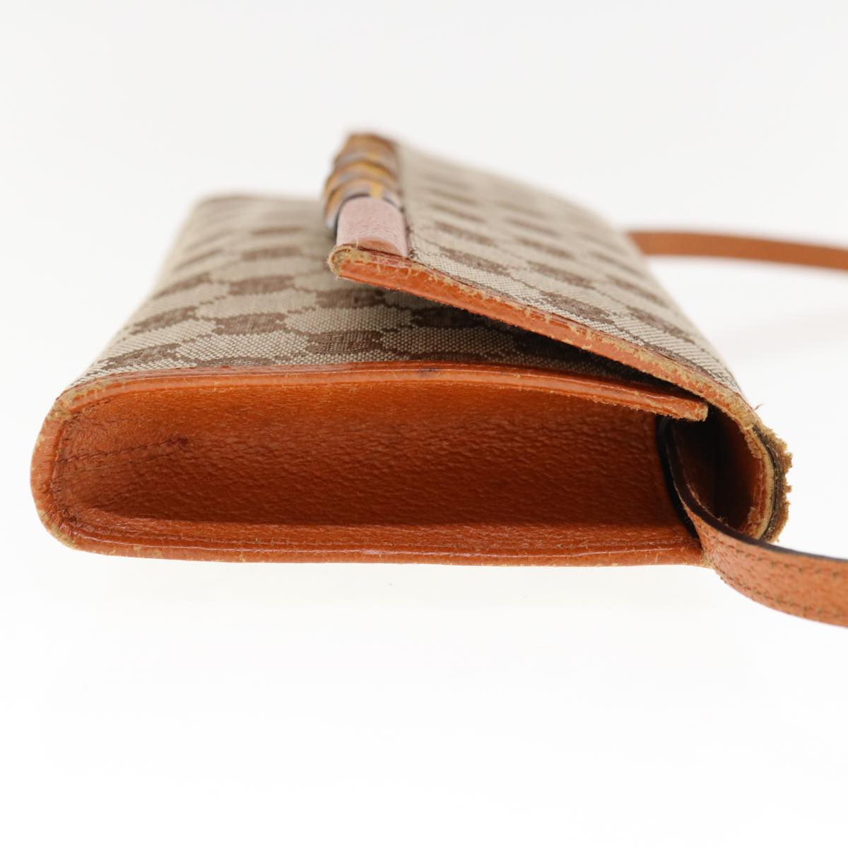 GUCCI GG Canvas Bamboo Shoulder Bag Beige 117594 fm3141
