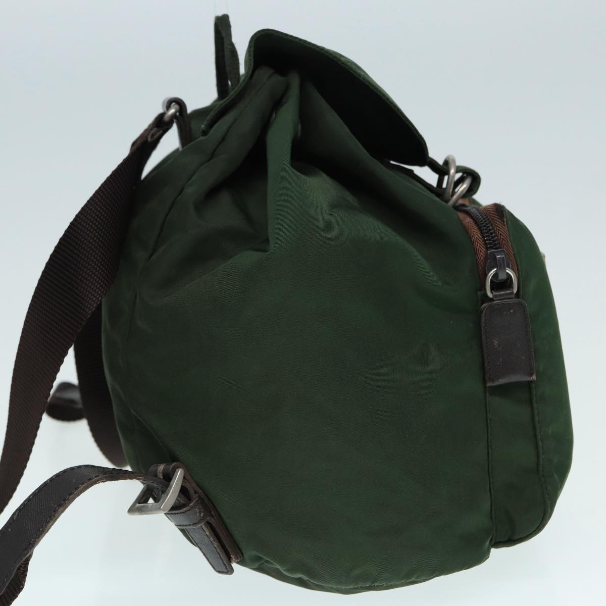 Luxury Prada Backpack Nylon Khaki Brown Silver fm3741