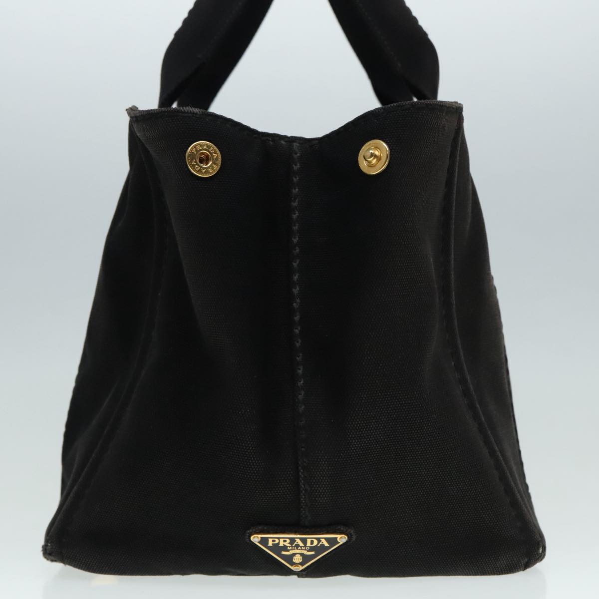 Luxury Prada Canapa MM Hand Bag Canvas Gold Black fm3805