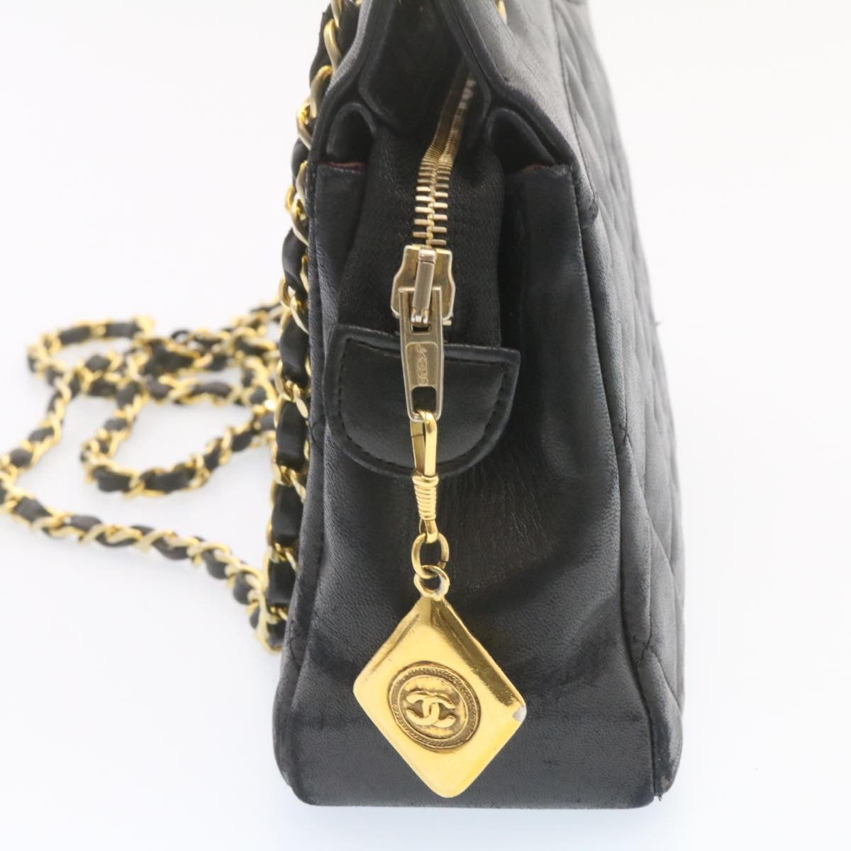 Luxury Chanel Lamb Skin Matelasse Chain Shoulder Bag Black CC am1201gA