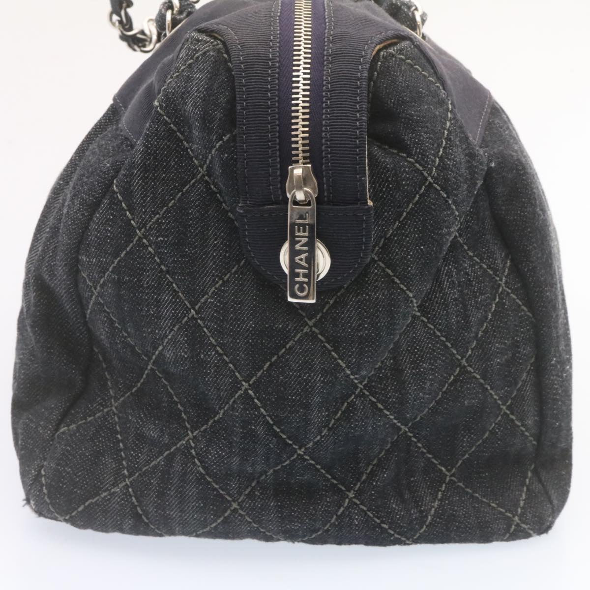 Luxury Chanel Denim Matelasse Chain Shoulder Bag Navy CC am1468gA