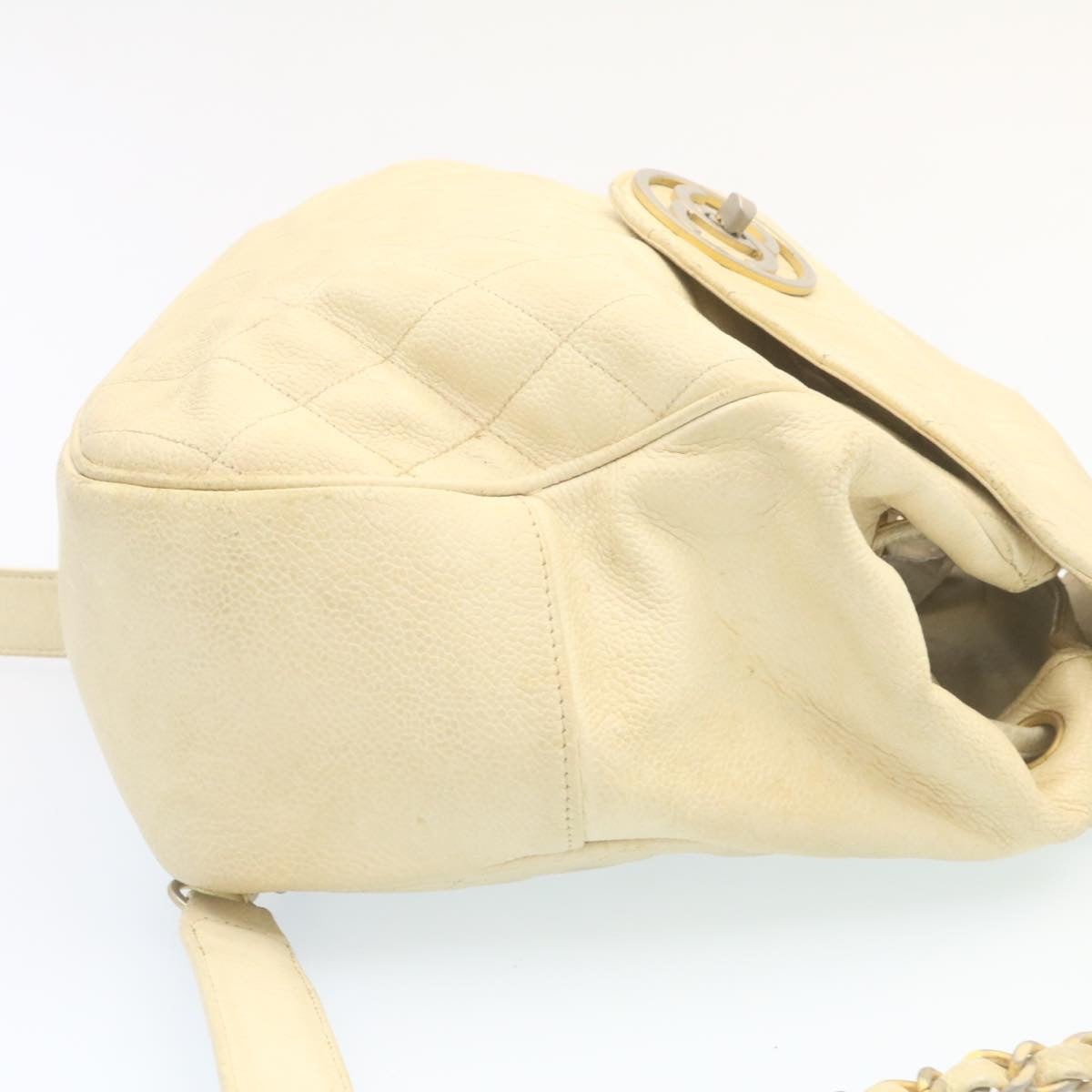 Luxury Chanel Caviar Skin Matelasse Backpack White CC am1922gA