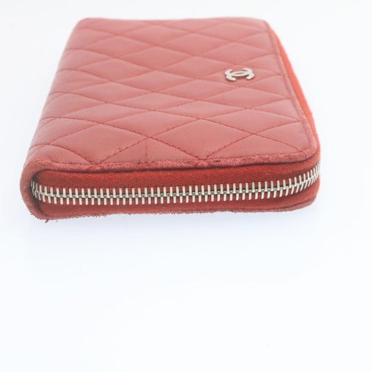 Luxury Chanel Matelasse Wallet Lamb Skin Red CC am2154g