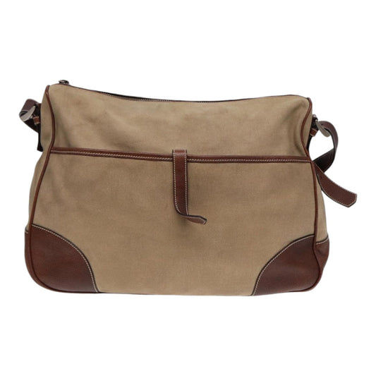 Luxury Prada Shoulder Bag Canvas Leather Beige Brown Silver hk1565