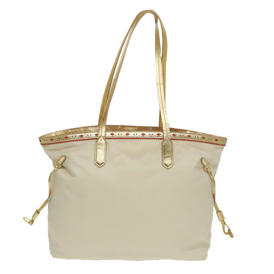 Luxury Prada Tote Bag Nylon Beige Gold Tone hk1671