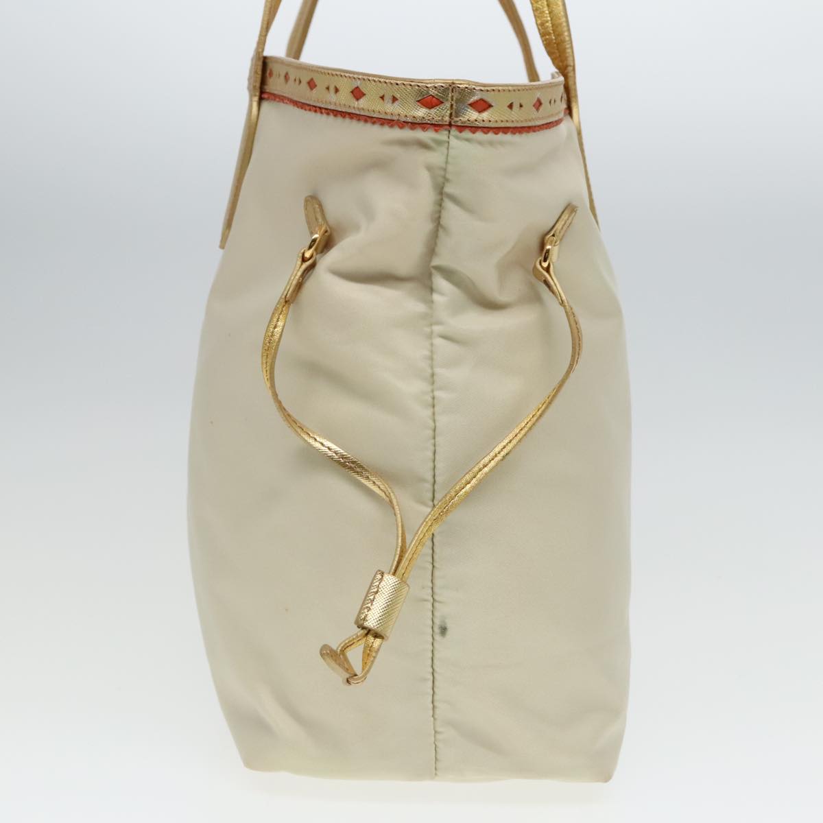 Luxury Prada Tote Bag Nylon Beige Gold Tone hk1671