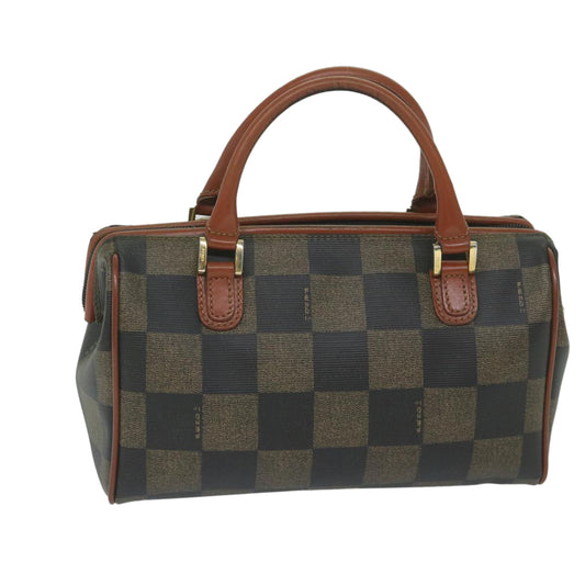 Luxury FendiPecan Canvas Boston Bag Black Brownhk943