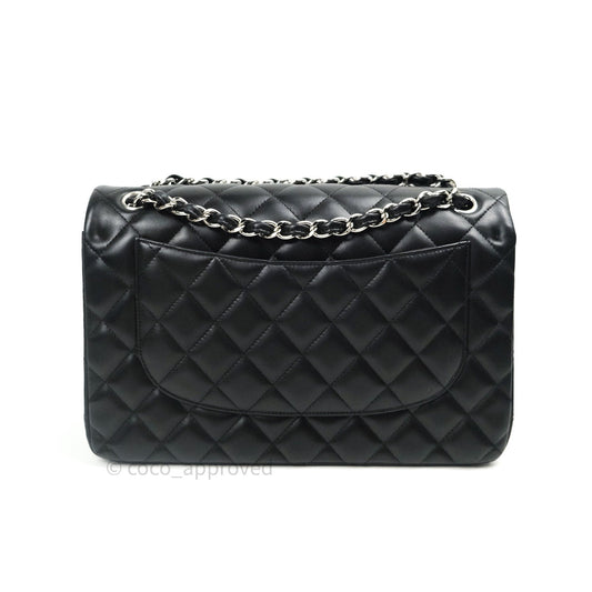 Chanel Jumbo Double Flap Black Lambskin Silver Hardware