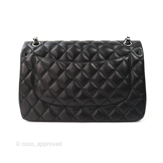 Chanel Jumbo Double Flap Black Lambskin Silver Hardware