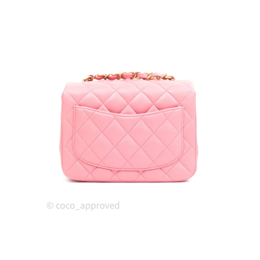 Chanel Mini Square Pink Quilted Lambskin Gold Hardware
