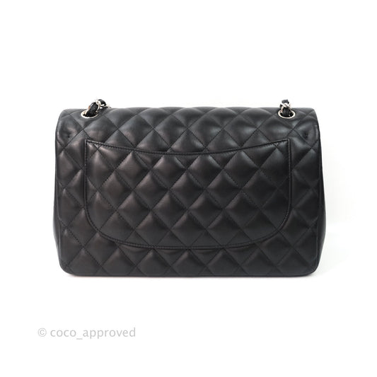 Chanel Jumbo Double Flap Black Lambskin Silver Hardware