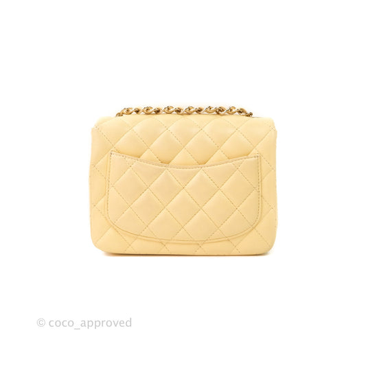 Chanel Mini Square Yellow Lambskin Gold Hardware