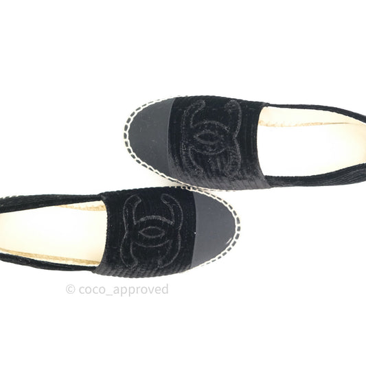 Chanel Espadrille Black Velvet Size 38