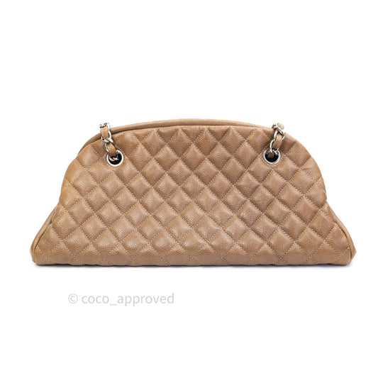 Chanel Mademoiselle Bowling Medium Light Brown Caviar Leather Silver Hardware