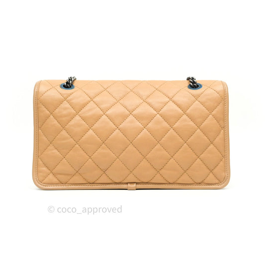 Chanel French Riviera Medium Flap Dark Beige Grained Calfskin Ruthenium Hardware