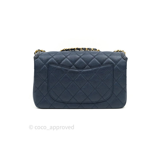 Chanel Caviar Quilted Small CC Filigree Flap Navy Black