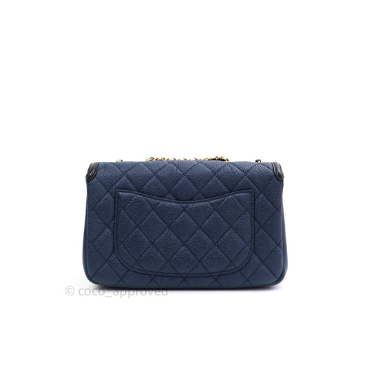 Chanel Caviar Quilted Small CC Filigree Flap Navy Black