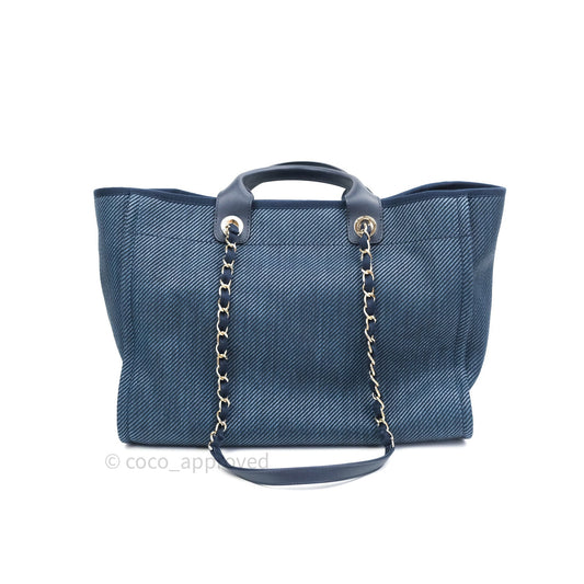 Chanel Canvas Large Deauville Tote Navy Blue 20A