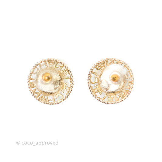 Chanel Pearl CC Round Rope Logo Earrings Gold 20P