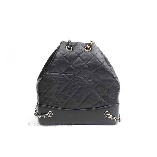 Chanel Gabrielle Backpack Black Aged Calfskin Small Black Mixed Hardware