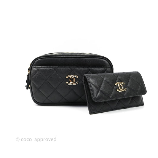 Chanel Quilted Caviar Waist Bag Black Gold Hardware