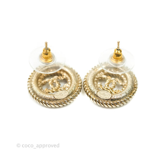 Chanel CC Twisted Round Earrings Gold Tone 17V