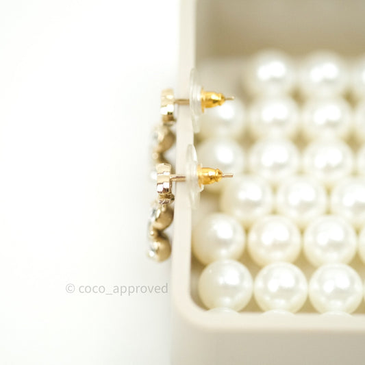 Chanel CC Drop Earrings Crystal Gold 18B